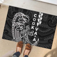 Cook Islands Vaa Polynesian Art Tattoo Rubber Doormat Black Color
