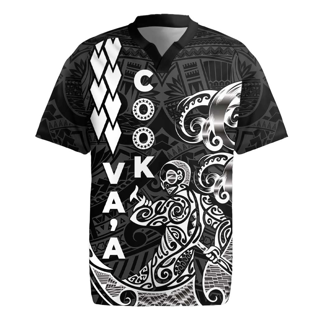 Cook Islands Vaa Polynesian Art Tattoo Rugby Jersey Black Color