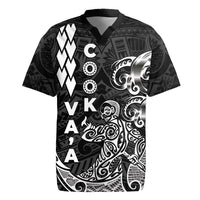 Cook Islands Vaa Polynesian Art Tattoo Rugby Jersey Black Color
