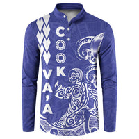Cook Islands Vaa Polynesian Art Tattoo Button Sweatshirt Blue Color