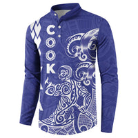 Cook Islands Vaa Polynesian Art Tattoo Button Sweatshirt Blue Color