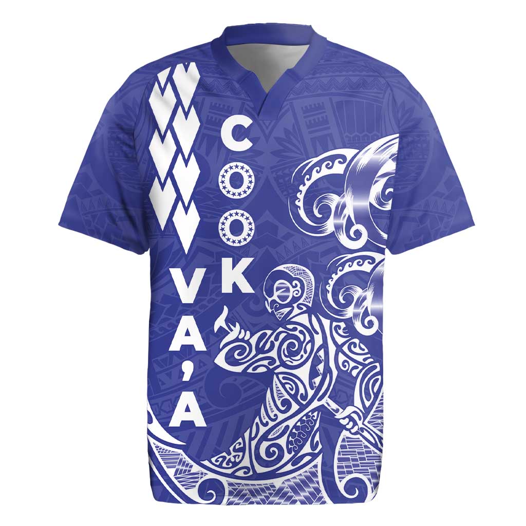 Cook Islands Vaa Polynesian Art Tattoo Rugby Jersey Blue Color