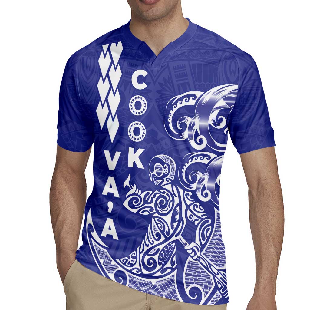 Cook Islands Vaa Polynesian Art Tattoo Rugby Jersey Blue Color
