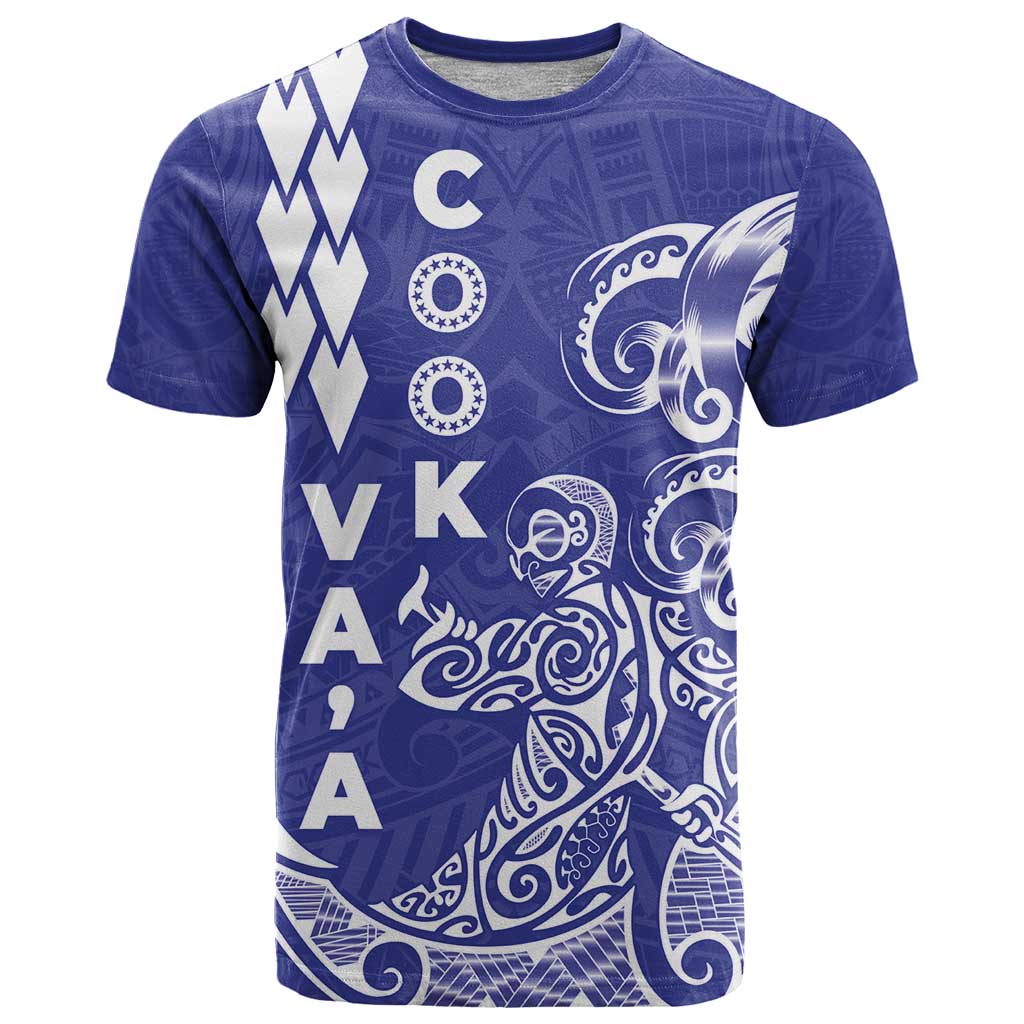 Cook Islands Vaa Polynesian Art Tattoo T Shirt Blue Color