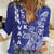 Cook Islands Vaa Polynesian Art Tattoo Women Casual Shirt Blue Color
