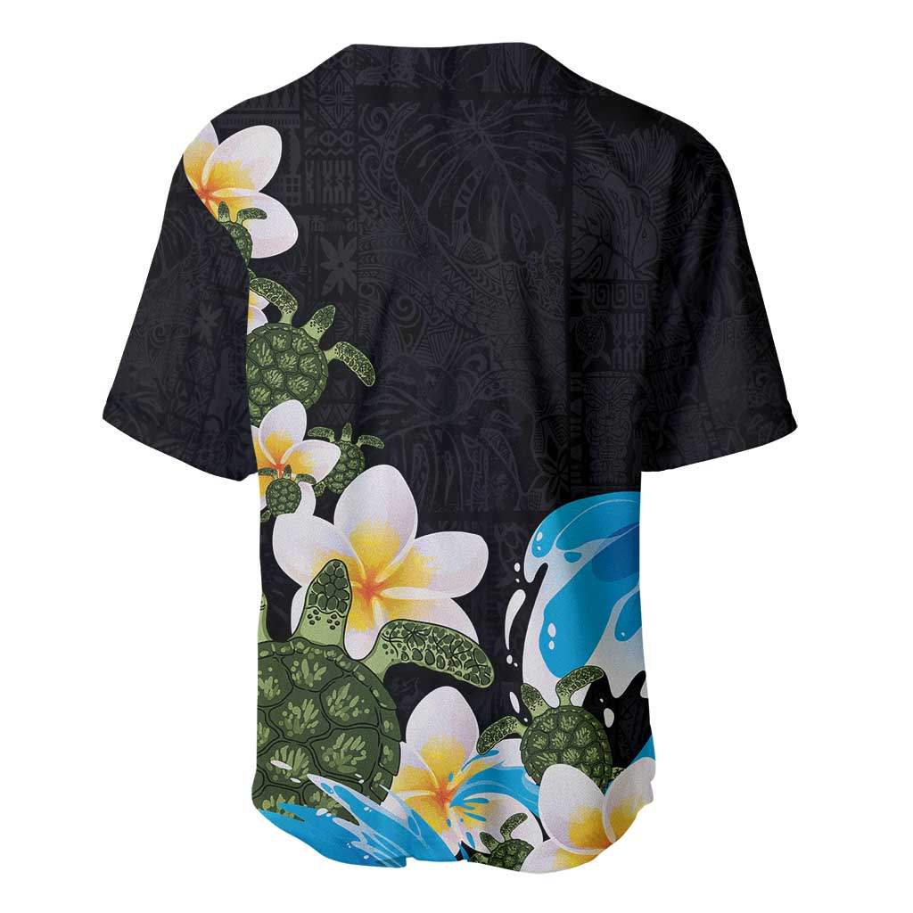 Hawaiian Plumeria and Turtle Baseball Jersey with Polynesian Tribal Art Pattern Vintage Vibes LT03 - Polynesian Pride