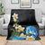 Hawaiian Plumeria and Turtle Blanket with Polynesian Tribal Art Pattern Vintage Vibes