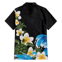 Hawaiian Plumeria and Turtle Family Matching Off Shoulder Short Dress and Hawaiian Shirt with Polynesian Tribal Art Pattern Vintage Vibes LT03 - Polynesian Pride
