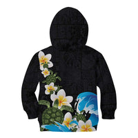 Hawaiian Plumeria and Turtle Kid Hoodie with Polynesian Tribal Art Pattern Vintage Vibes