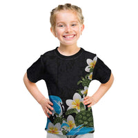 Hawaiian Plumeria and Turtle Kid T Shirt with Polynesian Tribal Art Pattern Vintage Vibes