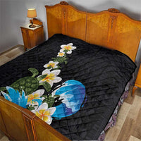 Hawaiian Plumeria and Turtle Quilt with Polynesian Tribal Art Pattern Vintage Vibes