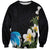 Hawaiian Plumeria and Turtle Sweatshirt with Polynesian Tribal Art Pattern Vintage Vibes