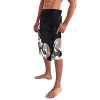 Hawaiian Plumeria and Turtle Lavalava with Polynesian Tribal Art Pattern Grayscale Color