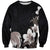 Hawaiian Plumeria and Turtle Sweatshirt with Polynesian Tribal Art Pattern Grayscale Color