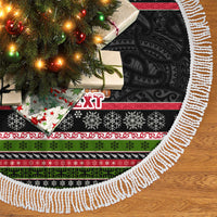 Personalized New Zealand Christmas Tree Skirt Maori Warrior with Rugby Christmas Tree LT03 - Polynesian Pride