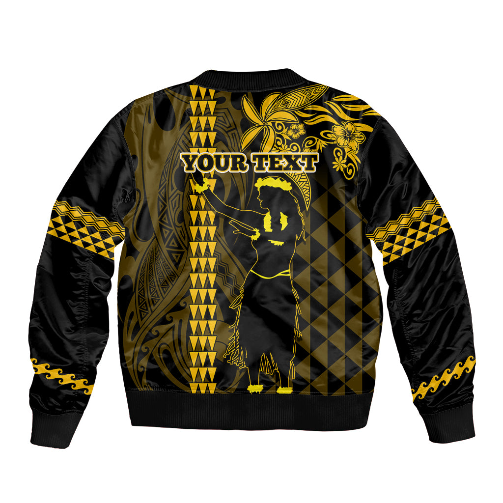 Custom Hawaii Bomber Jacket Ukelele and Hula Girl Mix Kakau Pattern LT03 - Polynesian Pride