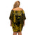 Custom Hawaii Family Matching Off Shoulder Short Dress and Hawaiian Shirt Ukelele and Hula Girl Mix Kakau Pattern LT03 - Polynesian Pride