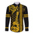Custom Hawaii Long Sleeve Button Shirt Ukelele and Hula Girl Mix Kakau Pattern LT03 Unisex Yellow - Polynesian Pride