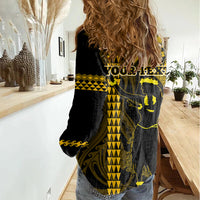 Custom Hawaii Women Casual Shirt Ukelele and Hula Girl Mix Kakau Pattern LT03 - Polynesian Pride