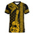 Custom Hawaii Women V Neck T Shirt Ukelele and Hula Girl Mix Kakau Pattern LT03 Female Yellow - Polynesian Pride