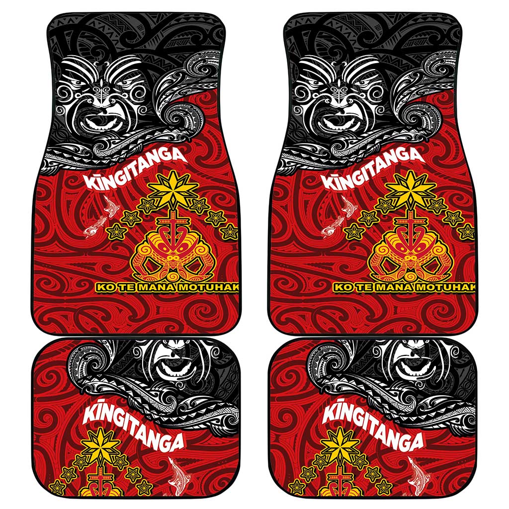 The Kingitanga - Maori King Movement Car Mats Ko Te Mana Motuhake Emblem with Moko and Polynesian Art Tattoo