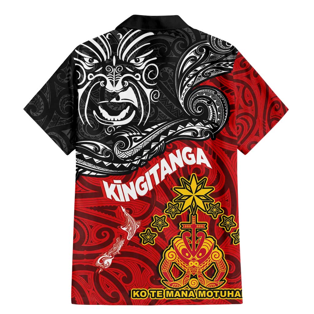 The Kingitanga - Maori King Movement Family Matching Mermaid Dress and Hawaiian Shirt Ko Te Mana Motuhake Emblem with Moko and Polynesian Art Tattoo