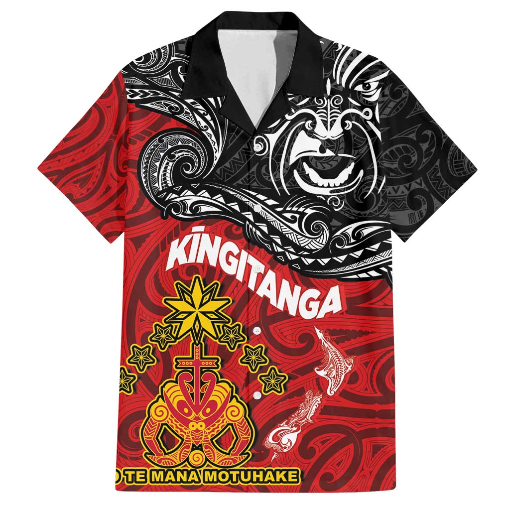 The Kingitanga - Maori King Movement Family Matching Tank Maxi Dress and Hawaiian Shirt Ko Te Mana Motuhake Emblem with Moko and Polynesian Art Tattoo