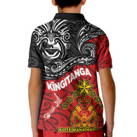 The Kingitanga - Maori King Movement Kid Polo Shirt Ko Te Mana Motuhake Emblem with Moko and Polynesian Art Tattoo