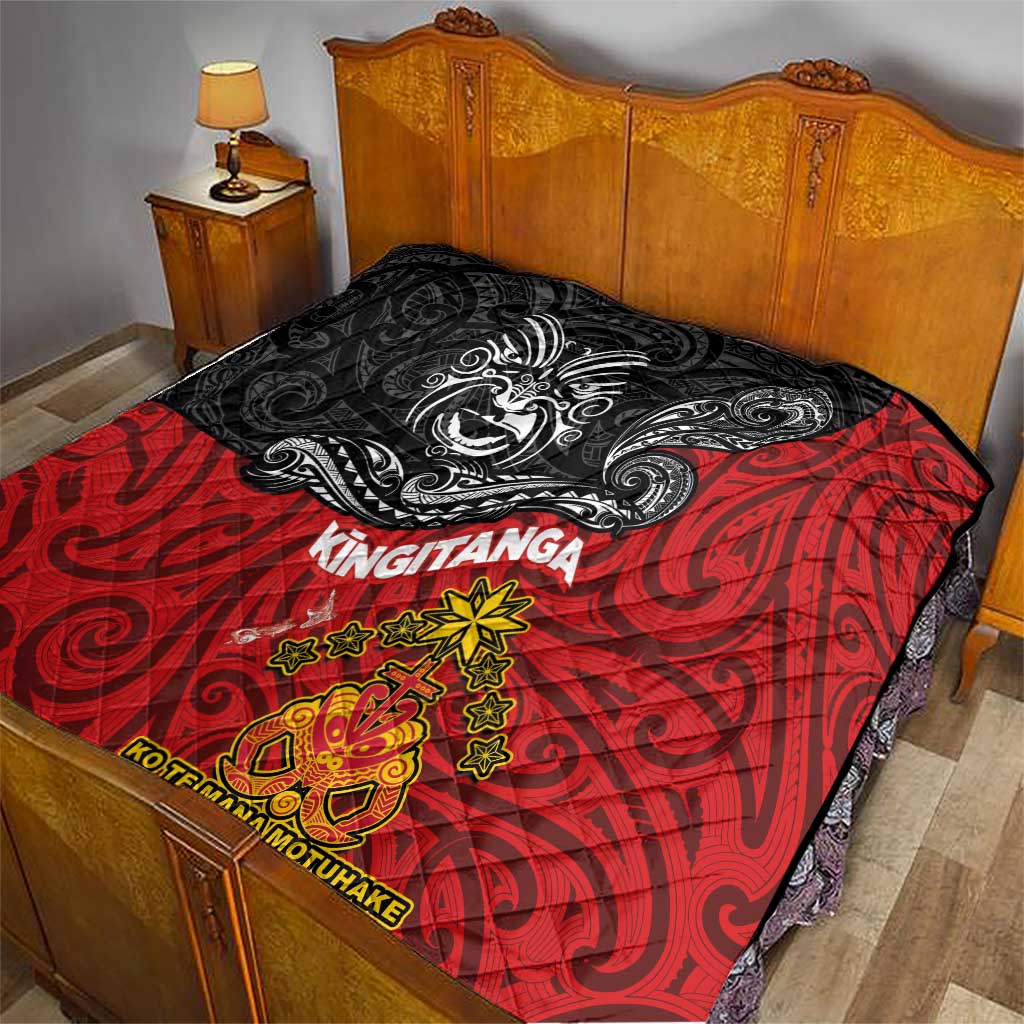 The Kingitanga - Maori King Movement Quilt Ko Te Mana Motuhake Emblem with Moko and Polynesian Art Tattoo