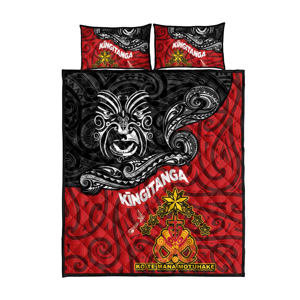 The Kingitanga - Maori King Movement Quilt Bed Set Ko Te Mana Motuhake Emblem with Moko and Polynesian Art Tattoo
