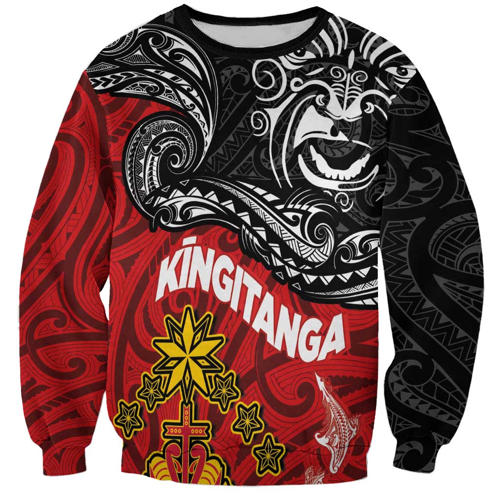The Kingitanga - Maori King Movement Sweatshirt Ko Te Mana Motuhake Emblem with Moko and Polynesian Art Tattoo