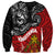 The Kingitanga - Maori King Movement Sweatshirt Ko Te Mana Motuhake Emblem with Moko and Polynesian Art Tattoo