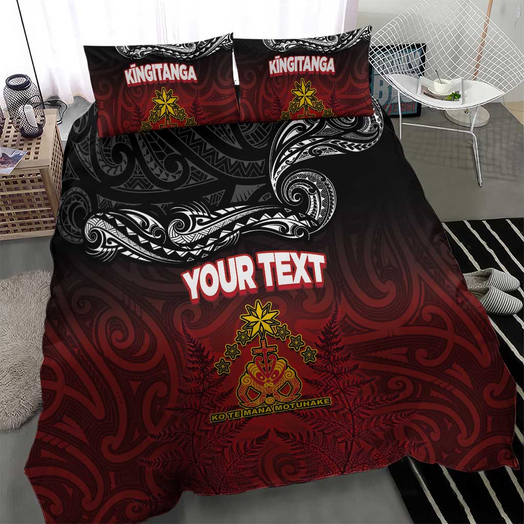 Personalised The Kingitanga - Maori King Movement Bedding Set Ko Te Mana Motuhake Emblem with Silver Ferns and Polynesian Art Tattoo