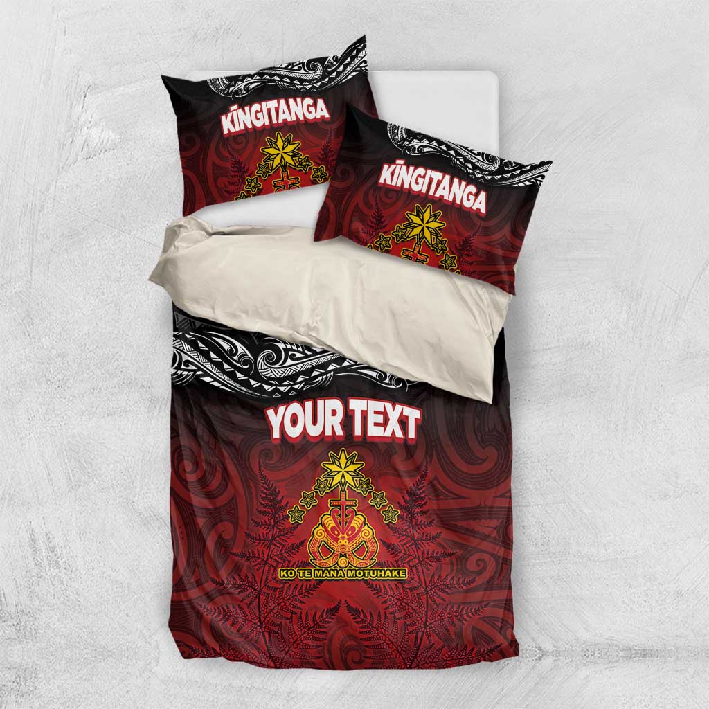 Personalised The Kingitanga - Maori King Movement Bedding Set Ko Te Mana Motuhake Emblem with Silver Ferns and Polynesian Art Tattoo