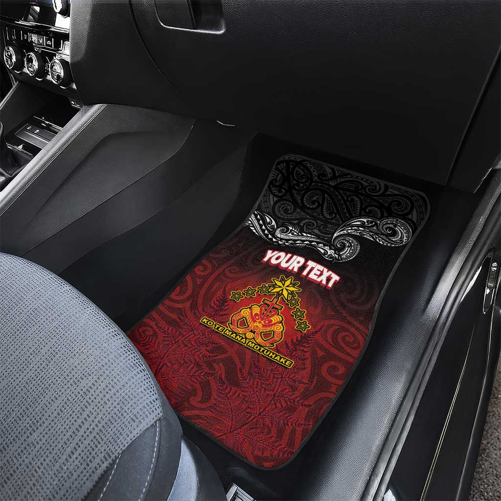 Personalised The Kingitanga - Maori King Movement Car Mats Ko Te Mana Motuhake Emblem with Silver Ferns and Polynesian Art Tattoo