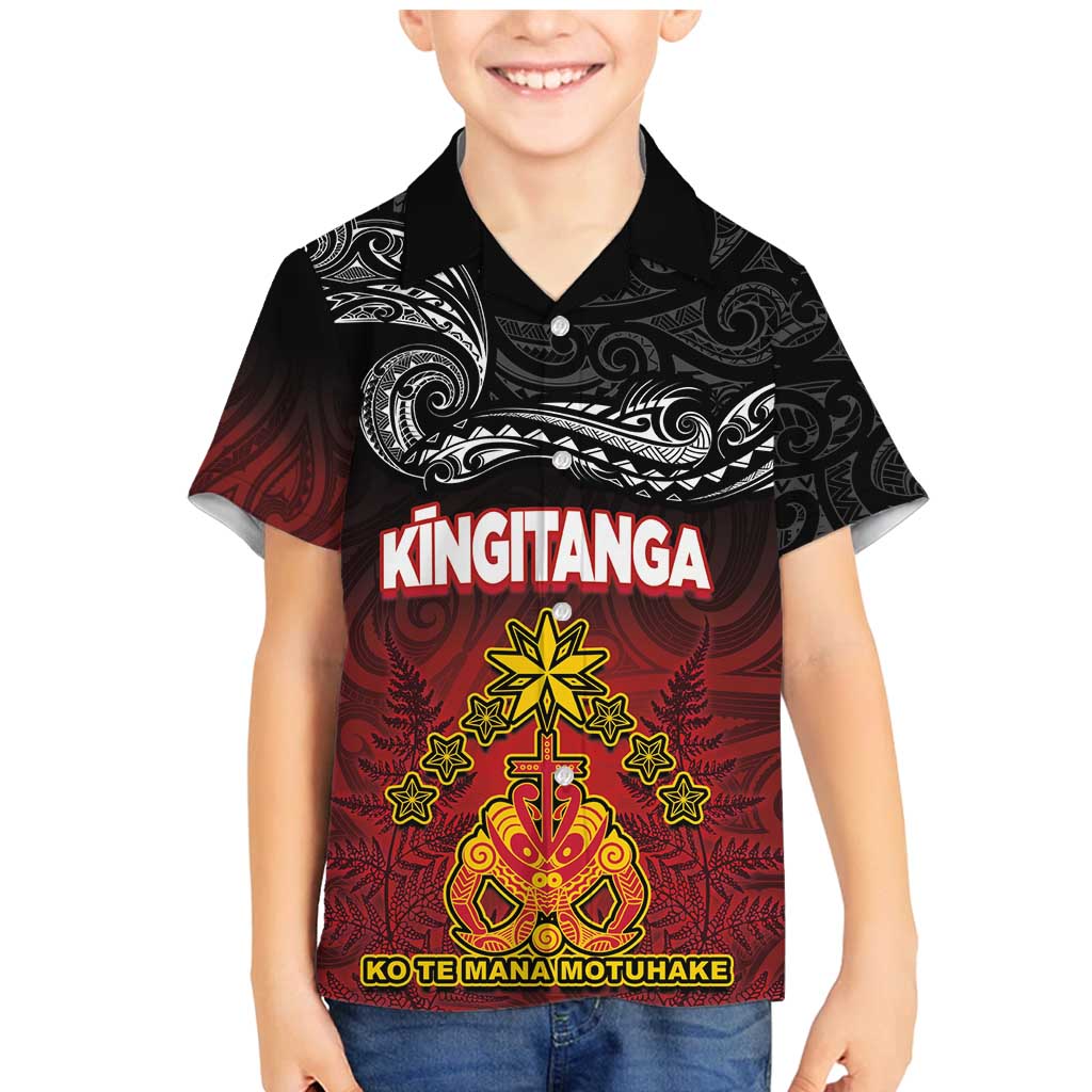 Personalised The Kingitanga - Maori King Movement Family Matching Mermaid Dress and Hawaiian Shirt Ko Te Mana Motuhake Emblem with Silver Ferns and Polynesian Art Tattoo