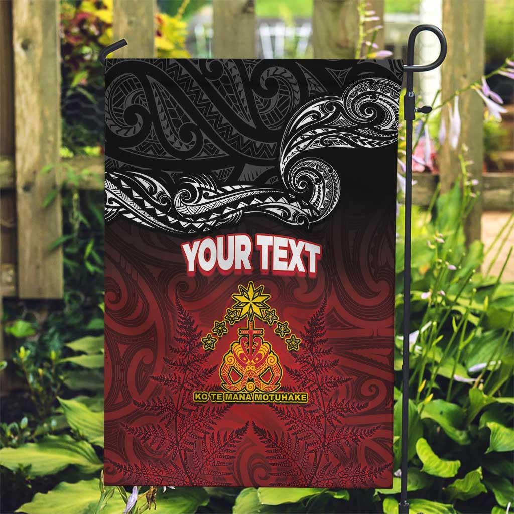 Personalised The Kingitanga - Maori King Movement Garden Flag Ko Te Mana Motuhake Emblem with Silver Ferns and Polynesian Art Tattoo
