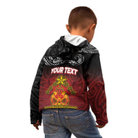 Personalised The Kingitanga - Maori King Movement Kid Hoodie Ko Te Mana Motuhake Emblem with Silver Ferns and Polynesian Art Tattoo