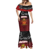Personalised The Kingitanga - Maori King Movement Mermaid Dress Ko Te Mana Motuhake Emblem with Silver Ferns and Polynesian Art Tattoo