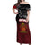 Personalised The Kingitanga - Maori King Movement Off Shoulder Maxi Dress Ko Te Mana Motuhake Emblem with Silver Ferns and Polynesian Art Tattoo