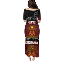 Personalised The Kingitanga - Maori King Movement Puletasi Ko Te Mana Motuhake Emblem with Silver Ferns and Polynesian Art Tattoo