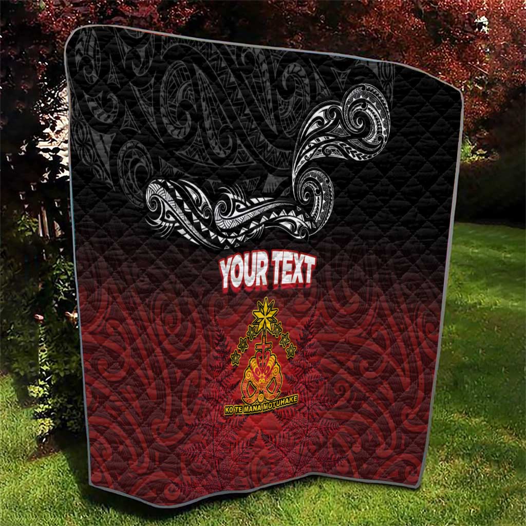 Personalised The Kingitanga - Maori King Movement Quilt Ko Te Mana Motuhake Emblem with Silver Ferns and Polynesian Art Tattoo