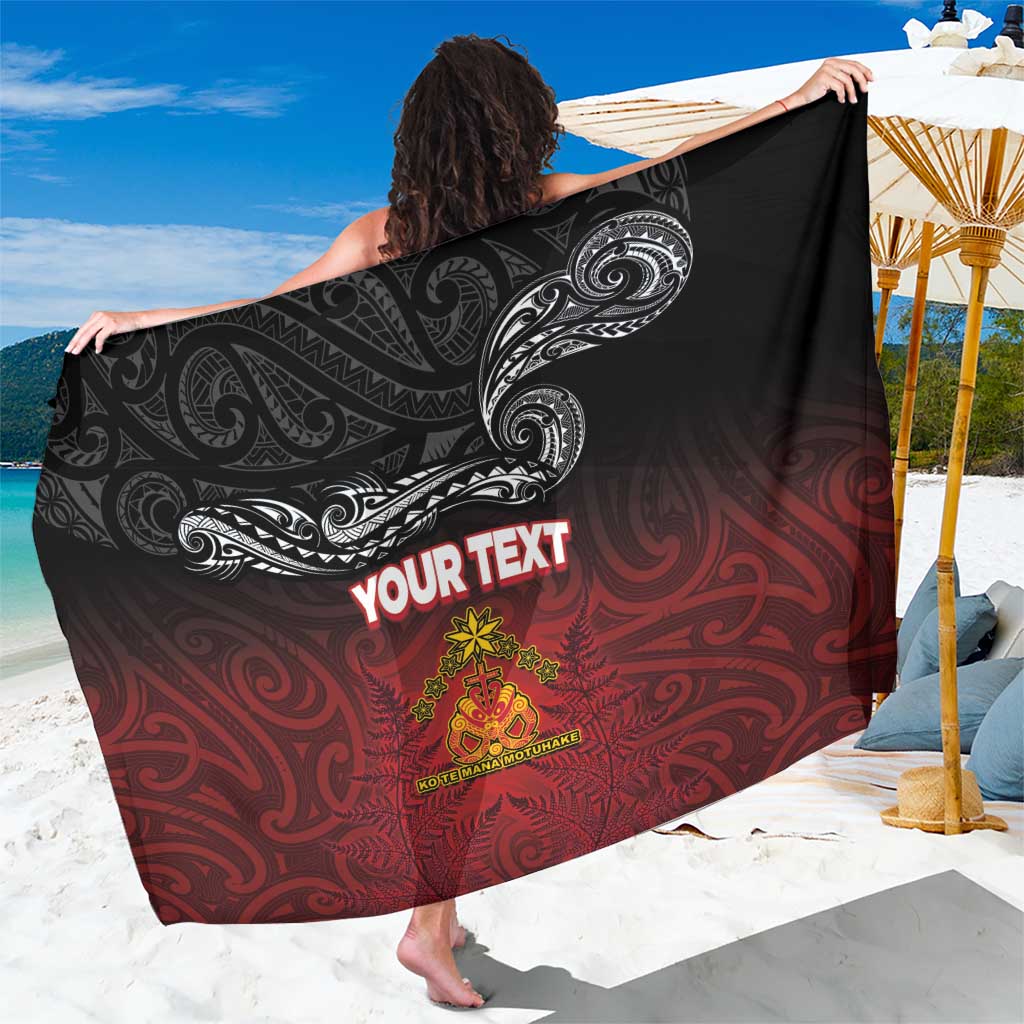 Personalised The Kingitanga - Maori King Movement Sarong Ko Te Mana Motuhake Emblem with Silver Ferns and Polynesian Art Tattoo