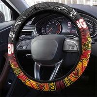 The Kingitanga - Maori King Movement Steering Wheel Cover Ko Te Mana Motuhake Emblem with Silver Ferns and Polynesian Art Tattoo