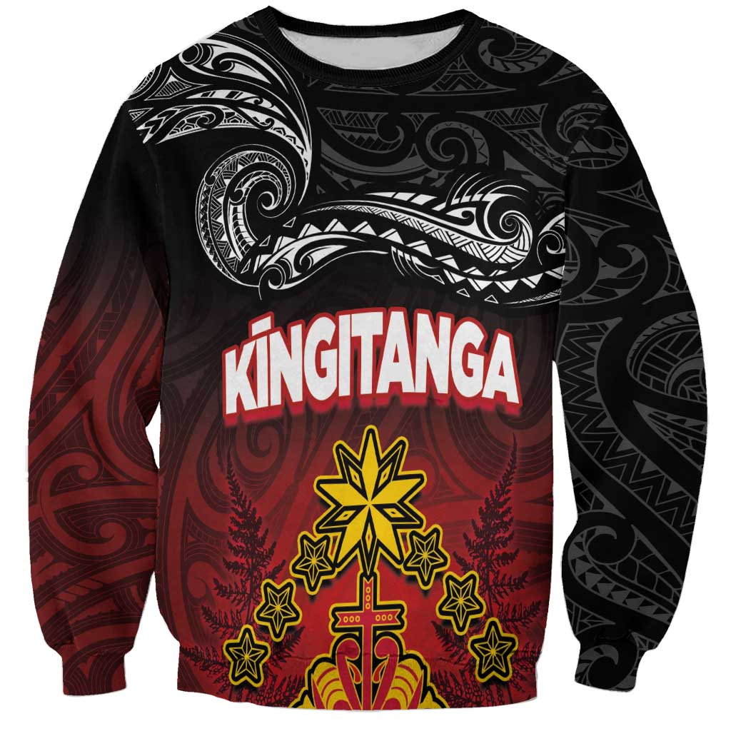 Personalised The Kingitanga - Maori King Movement Sweatshirt Ko Te Mana Motuhake Emblem with Silver Ferns and Polynesian Art Tattoo