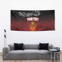 Personalised The Kingitanga - Maori King Movement Tapestry Ko Te Mana Motuhake Emblem with Silver Ferns and Polynesian Art Tattoo