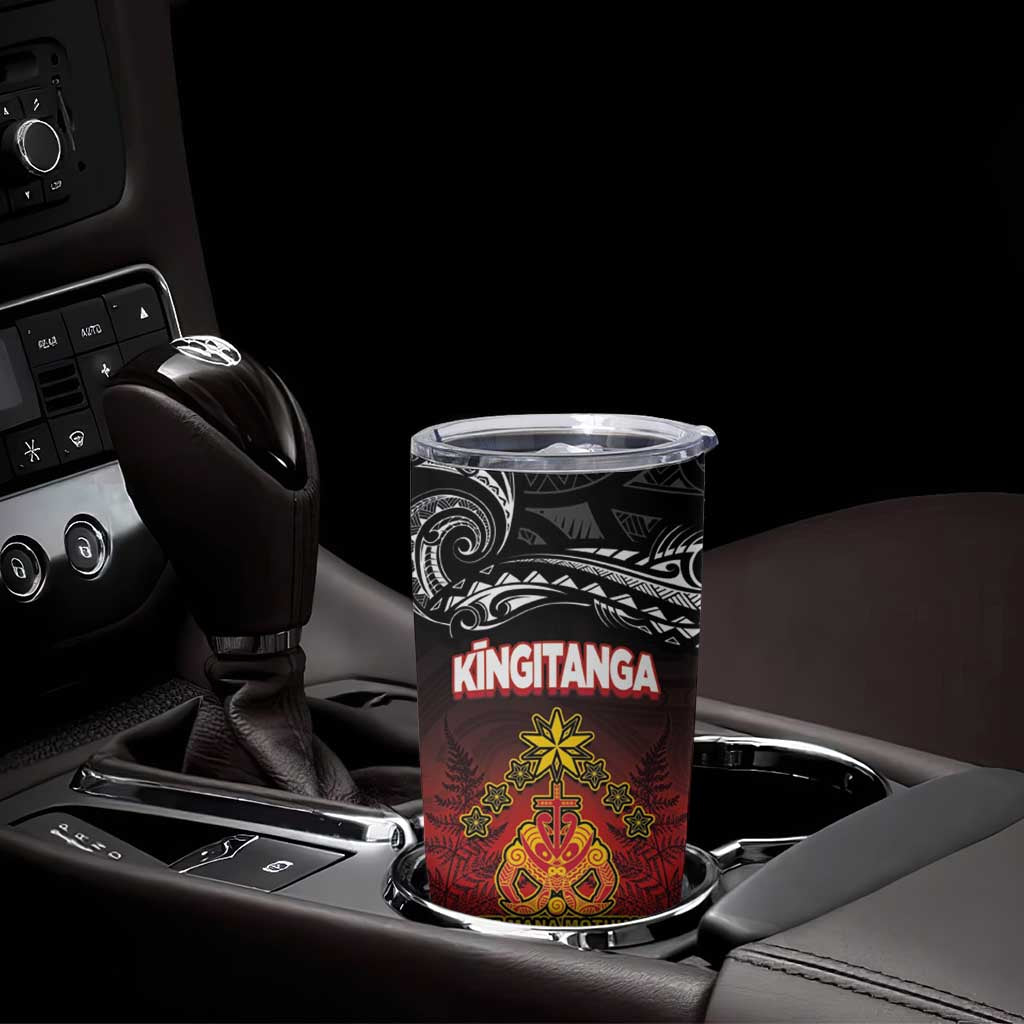 Personalised The Kingitanga - Maori King Movement Tumbler Cup Ko Te Mana Motuhake Emblem with Silver Ferns and Polynesian Art Tattoo LT03