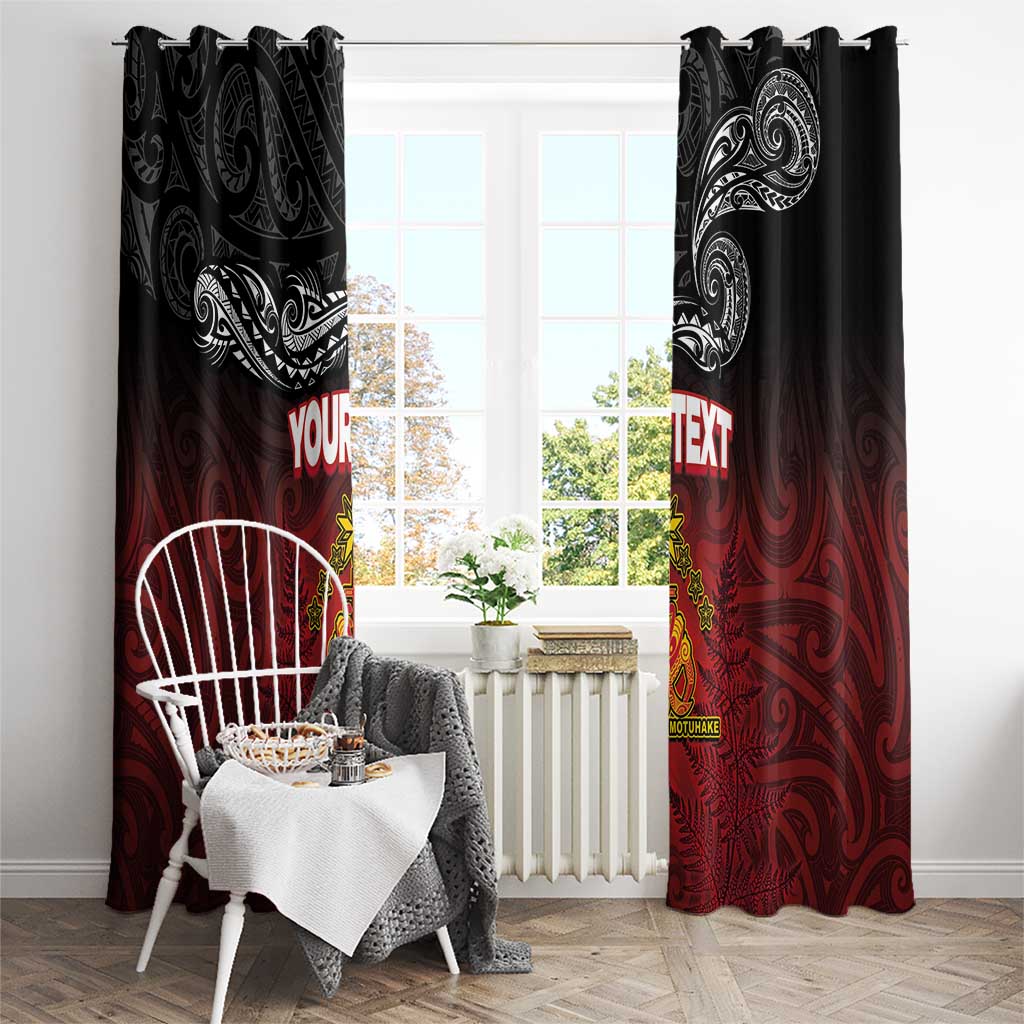 Personalised The Kingitanga - Maori King Movement Window Curtain Ko Te Mana Motuhake Emblem with Silver Ferns and Polynesian Art Tattoo