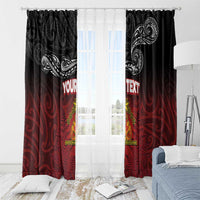 Personalised The Kingitanga - Maori King Movement Window Curtain Ko Te Mana Motuhake Emblem with Silver Ferns and Polynesian Art Tattoo