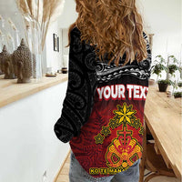 Personalised The Kingitanga - Maori King Movement Women Casual Shirt Ko Te Mana Motuhake Emblem with Silver Ferns and Polynesian Art Tattoo